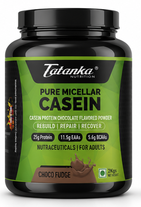 Tatanka Nutrition Pure Micellar Casein Protein Powder – 25g Protein, Slow Release Night Protein, Muscle Recovery & Repair, Rich in BCAAs & EAAs