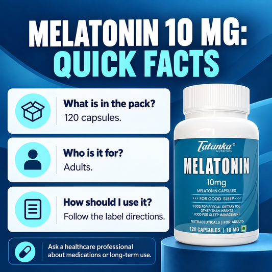 TATANKA MELATONIN 10mg per vegeterian capsule for restfull sleep supplement for men and women 120 servings