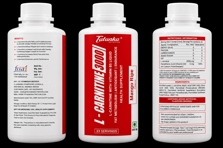 L-Carnitine 3000 Liquid (500ml) – Fat Burner, Energy Booster &amp; Metabolism Support | Sugar-Free | Pre Workout Endurance Formula