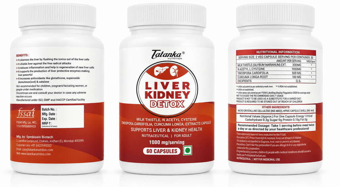 Liver &amp; Kidney Support Capsules | Herbal Detox Formula for Liver Health &amp; Kidney Function | Daily Cleanse &amp; Antioxidant Support | 60 Capsules