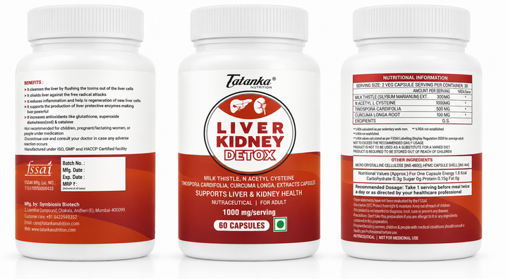 Liver &amp; Kidney Support Capsules | Herbal Detox Formula for Liver Health &amp; Kidney Function | Daily Cleanse &amp; Antioxidant Support | 60 Capsules