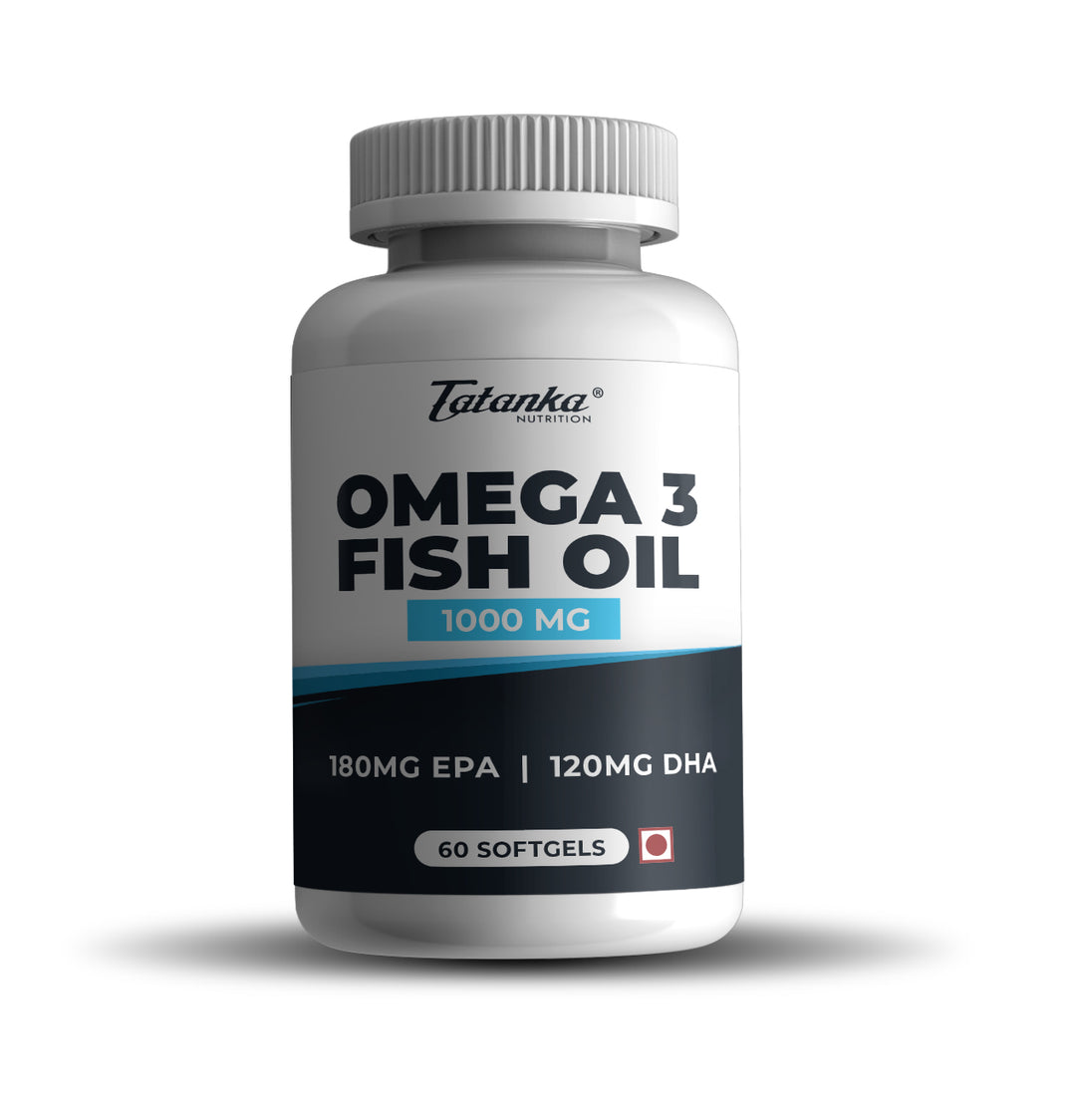 Tatanka Omega 3 Fish Oil 1000mg – 180mg EPA &amp; 120mg DHA – Supports Heart, Brain &amp; Joint Health – High Purity Fish Oil Softgels