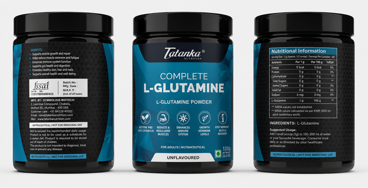Tatanka Complete L-Glutamine Powder – Muscle Recovery, Anti-Catabolic &amp; Immune Support | Enhances Strength &amp; Endurance | Unflavoured | Post Workout Recovery Supplement