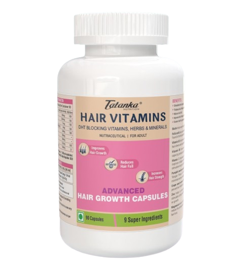 Tatanka Hair Vitamins Capsules – DHT Blocker for Hair Growth &amp; Hair Fall Control | Biotin, Herbs &amp; Minerals | Stronger, Thicker Hair | 90 Capsules
