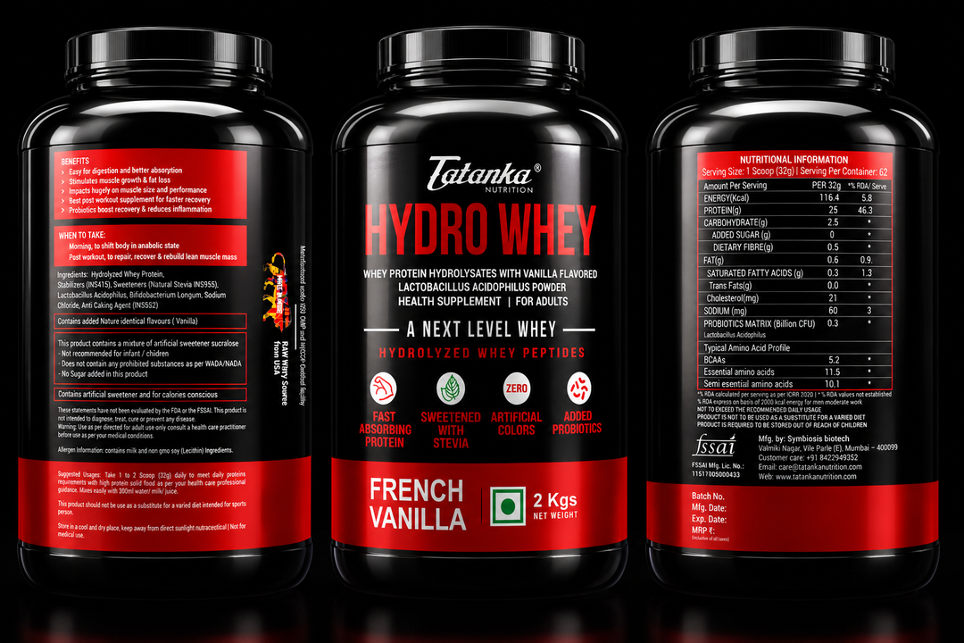 TATANKA HYDRO WHEY  25G HYDROLYSED WHEY PROTEIN WITH ADDED PROBIOTICS MUSCLE BUILDING  EASY ON STOMACH BEST ABSORBED