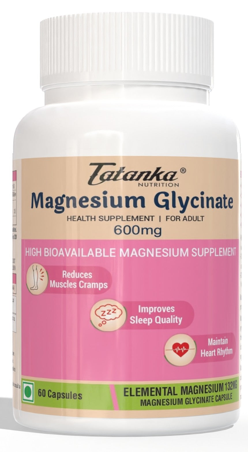 Magnesium Glycinate 600MG per serving Highly Bioavailable | High Absorption Chelated Form| Helps Sleep &amp; Stress | Maintains Heart Rhythm | Reduces Muscle Cramps | Non-Laxative | Vegeterian Health Supplement for Adult