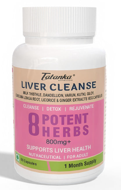 TATANKA LIVER CLEANSE 8 Potent Herbs Like Milk Thisle Dandellion Varun Kutki Giloy Curcumalonga Licorice Ginger To Support Liver Detox Cleanse