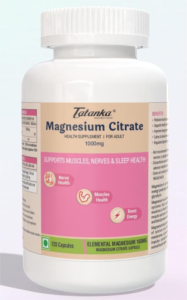 Magnesium Citrate 1000mg Per Serving Supports Muscles and Nerve Health