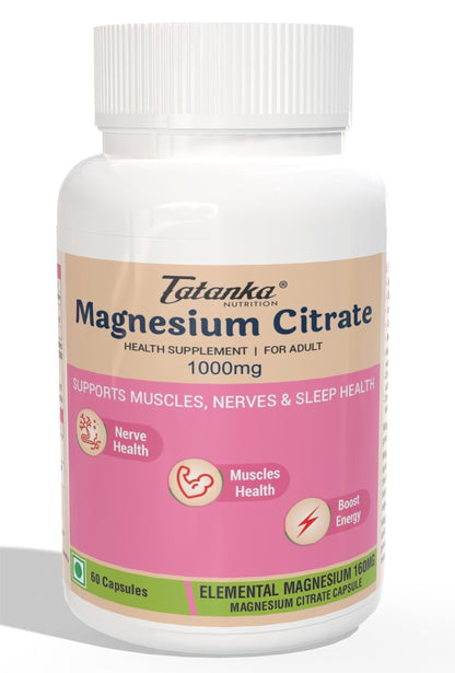 Magnesium Citrate 1000mg Per Serving Supports Muscles and Nerve Health