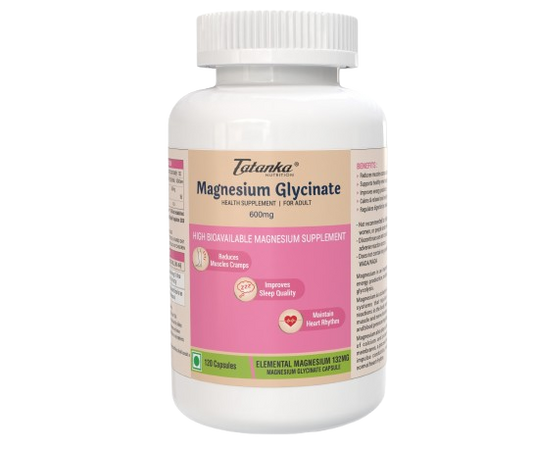 Magnesium Glycinate 600MG per serving Highly Bioavailable | High Absorption Chelated Form| Helps Sleep & Stress | Maintains Heart Rhythm | Reduces Muscle Cramps | Non-Laxative | Vegeterian Health Supplement for Adult