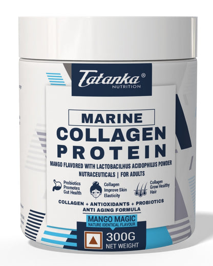 Marine Collagen Protein Powder with Probiotics & Antioxidants | Clean  Flavour | Skin, Hair, Joint Support | Anti-Aging Formula | 300g