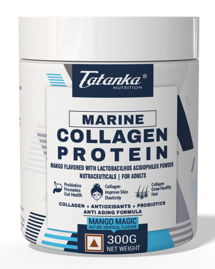 Marine Collagen Protein Powder with Probiotics &amp; Antioxidants | Clean  Flavour | Skin, Hair, Joint Support | Anti-Aging Formula | 300g