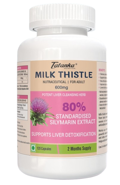 TATANKA Milk Thistle Silymarin Extract 600mg Per Serving Liver Detox Cleanse Vegeterian Capsules