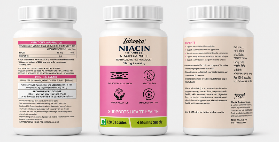 Niacin (Vitamin B3) 14mg Capsules | Supports Heart Health, Cholesterol Balance &amp; Energy Metabolism | Skin &amp; Brain Support | 120 Capsules | 4 Months Supply