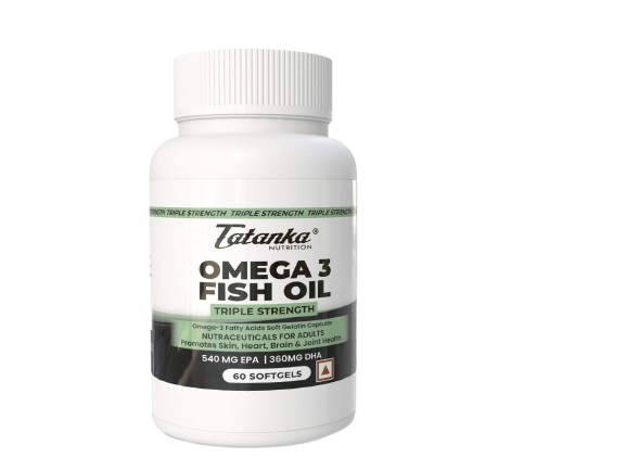 TATANKA TRIPLE STRENGTH Omega 3 Fish Oil Soft Gels: 540 EPA &amp; 360 DHA, No Burps, No Odor, Mercury-Free – Premium Supplement for Men &amp; Women