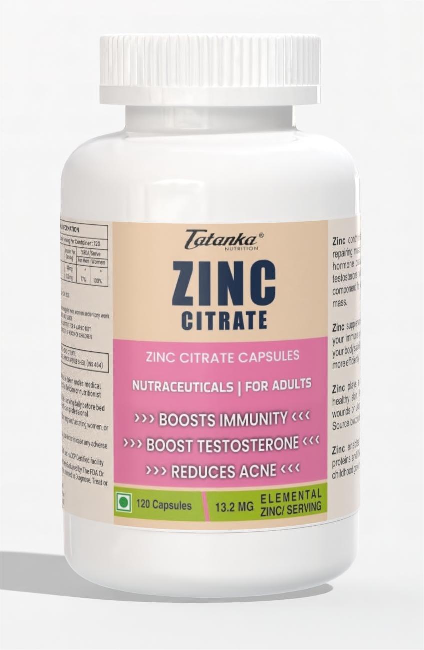 Zinc Citrate 13.2mg – High Absorption Immunity &amp; Skin Support Vegeterian Capsules